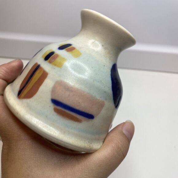 Ann McNulty Enniskillen Irish Studio Pottery Vase Graphic Pastel Abstract Modern - Picture 8 of 13